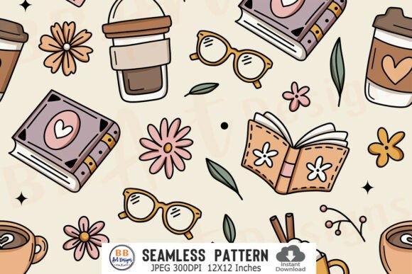 Download Coffee and Books Seamless Pattern Floral - Pattern floral Collection
