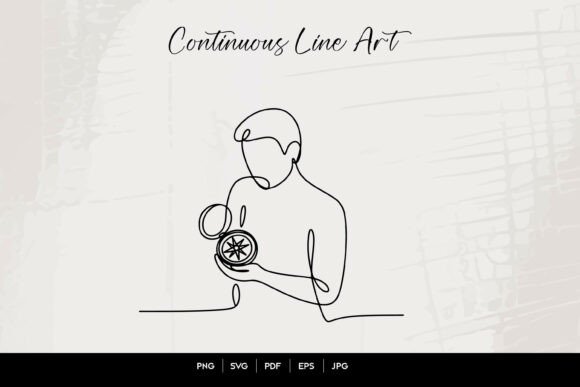 Download Man Holding Compass Line Art - Premium Bundle