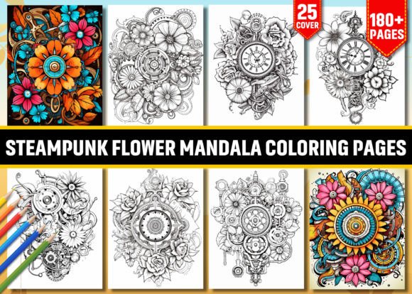 Download Steampunk Flower Mandala Coloring Pages - Mandala coloring page Collection