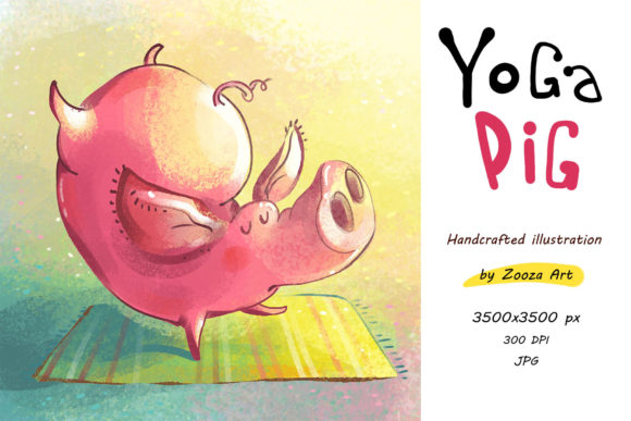 Download Yoga Pig Handcrafted Illustration - Handcrafted Collection
